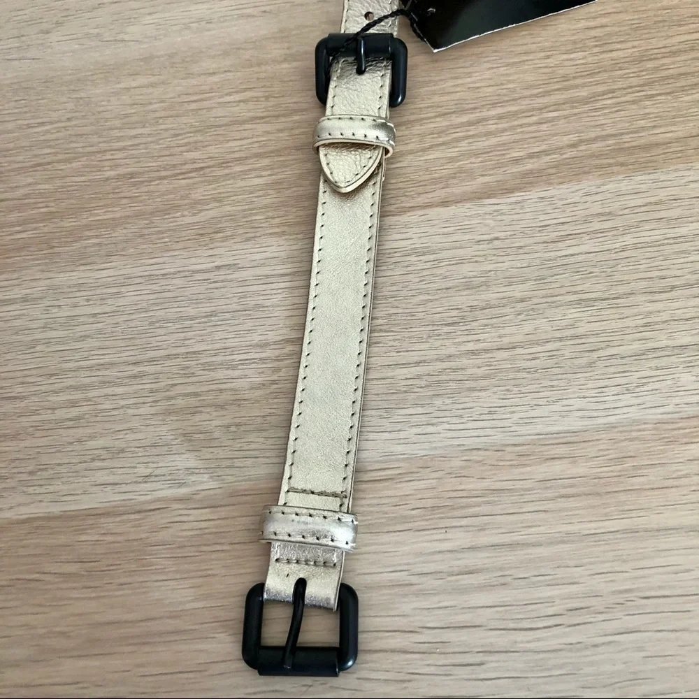 Vintage Tomas Maier Gold Metallic Italian Leather Lips Wide Designer Belt. 38